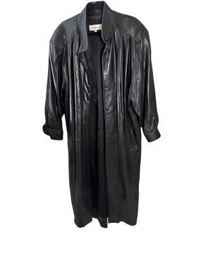 RARE Vintage Lanna Lambskin Leather Maxi Coat Gothic Grunge Trench
